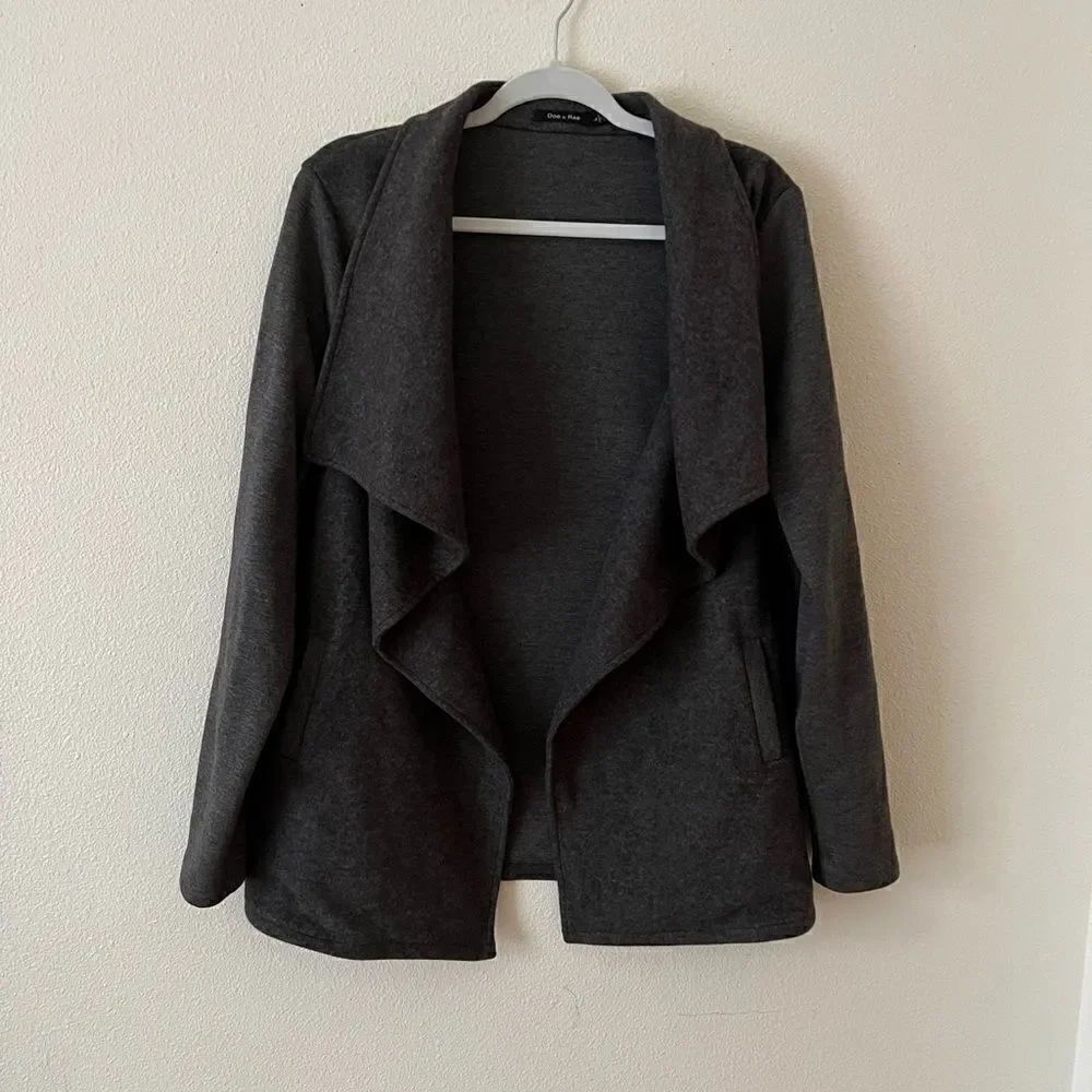 doe & rae women cropped open front cardigan L